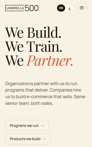 Umbrella500 mobile website screenshot