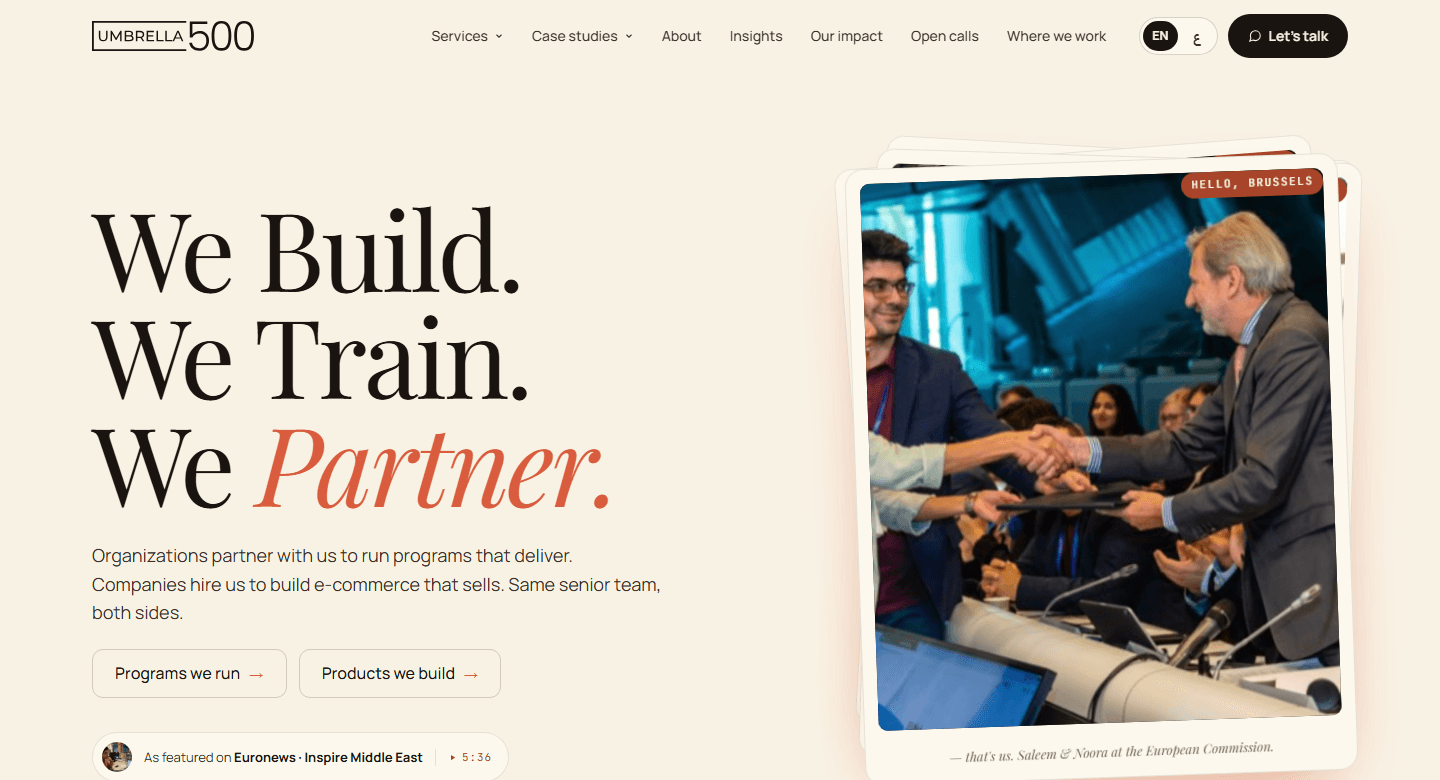Umbrella500 website homepage